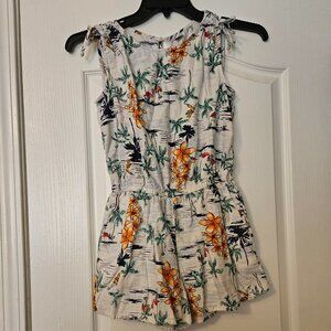 Old Navy Tropical Print Linen Blend Romper Size XS